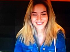 Blonde girl chats on webcam part two.