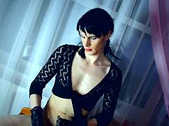 shemale dreams of men and cums in glass, then drinks his sperm!!