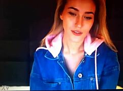 Blonde girl chats on webcam part two.