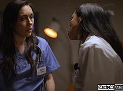 latina doctor seduces petite nurse in hospital taboo