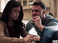 Jealous asian teen lulu chu craves sex and gets fucked after masturbation and blowjob with slimthick vic