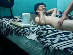 A medium pleasure massage for a skinny boy in intimate setting