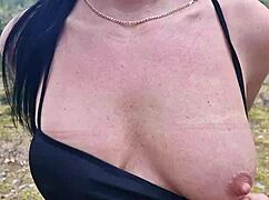 Handcuffed Milf On The Tree In Public Forest And Fucking Her Good