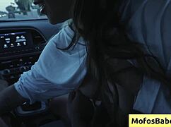 Sexy Asian Hottie Plays With Her Natural Big Boobs In The Car In Front Of Her Friend Tomie Tang Charles Dera