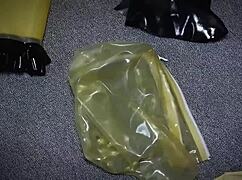 i did self-bondage with 3 layers latex 4 layers gloves gasmask