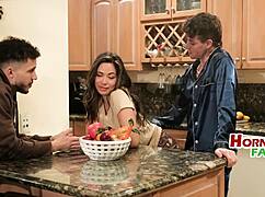 family treatment threesome with hot latin stepsis