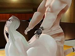 Is this delicious big-titted woman with giant ass getting fucked?