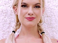 Radiant blonde girl showcases her sexy body in casting interview