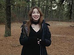 two sick perverts drag the bubble butt milf into the forest for a kinky crawl
