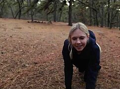 two sick perverts drag the bubble butt milf into the forest for a kinky crawl