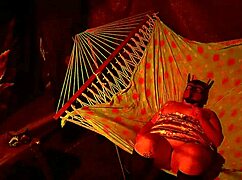 getting frisky in a tent, fingering her wet hole in a hammock...