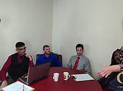 Office gone mad with slutty trailer banging and orgasms