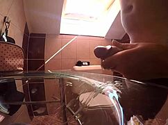 i give him a handjob from behind, two camera views