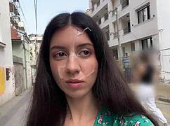 Hottie Lost The Game And Had To Walk With Cum On Her Face - Cumwalk