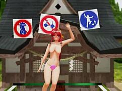 Naked girl dancing part 1, bouncing boobs in public.