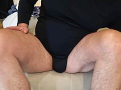 Straight guy tries prostate massager in ass for first time, cock gets huge and cums hard in sexy panties