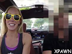 Reality sex in the shop with bent over blowjob