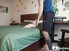 My hottie seducing me before hardcore fucking. Bent over in lingerie, she moans during doggystyle.