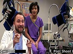 freshman gets mandatory hitachi orgasm from nurse