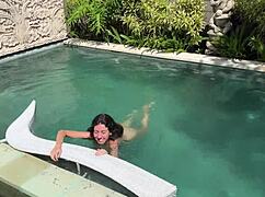 Katty West squirts powerfully and takes hot cum in her mouth