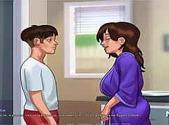 in the summertimesaga game, a mature teen jerks off my cock in episode one fifty-one, building up the tension slowly