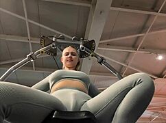 hey, she's masturbating so hard in the gym, you won't believe the intensity