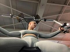 hey, she's masturbating so hard in the gym, you won't believe the intensity