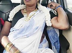 In the car, the beautiful bhabi gets romantic with her husband's brother amid dirty Telugu talks