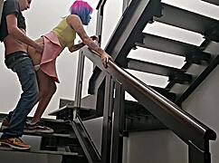I had a quickie with my neibor on the stairs almost got cought