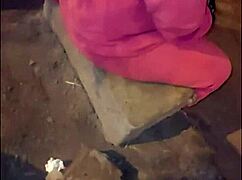 I fucked the mature prostitute in costume on the street without a condom and came inside