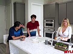 a lustful stepmom in a fantasy roleplay beside her clueless step dad