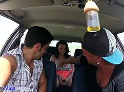 busty brit publicly blows before outdoor sex