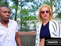 Amateur blonde has fetish for sucking big black dicks