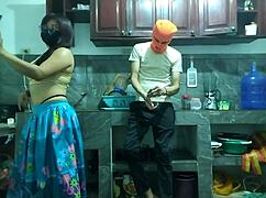 Flaccid Penis to Erect: 25-Year-Old Man Masturbates Big Cock in Kitchen