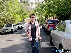 horny teen with big ass teases before sucking