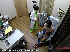 Jackie Banes undergoes her yearly physical examination with gloves and latex