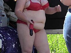 Mature lesbians show off big asses outdoors, watched by hidden camera in public park.