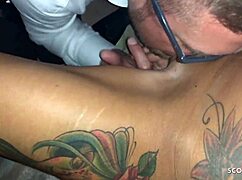 deutsche party schlampe gets licked by strangers in store