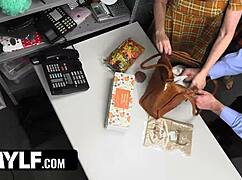 The shoplifting milf gets passed around by her stepson and three men.