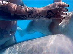 Holiday threesome in the pool with big tits and wet pussies 😍