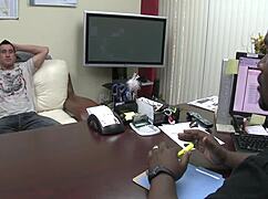 brunette mom sucking big cock while fingering herself in fishnets