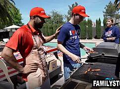 Penelope Kay Receives Spectacular Cum Fireworks On Her Face From Stepdad Will Pounder And Stepbrother Josh Rivers