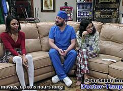 dr tampa gives solana her 1st gyno exam backstage with gloves and spreading