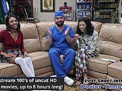 dr tampa gives solana her 1st gyno exam backstage with gloves and spreading