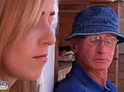 beautiful teen 18+ sucks grandpa outdoor the old man sticks his dick inside her pussy