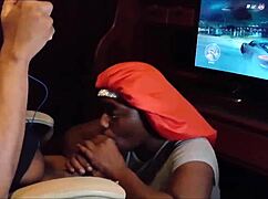 Intense Blowjob While Playing NFS She Swallows All