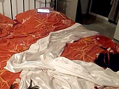 1503 - Full Red Bodysuit - French Slut In Red Satin Bodysuit Red Satin Tanga Stockings And High Heels Pussy Licking Blowjob Rimming Intense Doggy Style