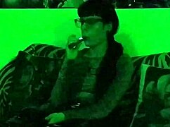 beth's kinky goth smoking tease in green light hd