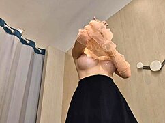 peeping at a naked girl with big boobs in the locker room via hidden camera