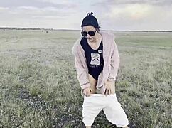 Wild public pissing in nature pov 😍